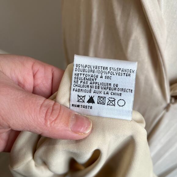 Cache Pale Gold Shimmer Pleated Skirt Jersey Halter Maxi Evening Gown Size 8 - Picture 8 of 9